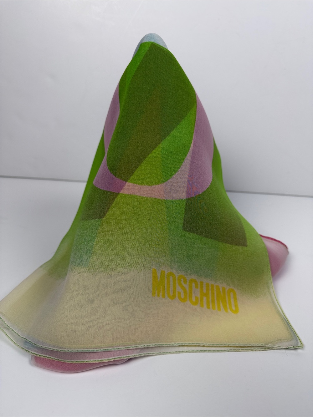 Moschino Green, Pink & Yellow Logo Silk Wrap